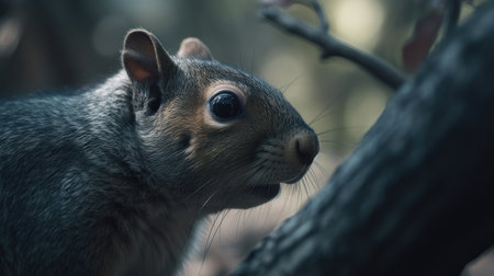 Portrait of a grey squirrel in a tree. Toned.の素材