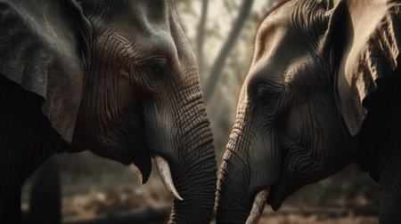 Elephants in the jungle of Sri Lanka. Close-upの素材