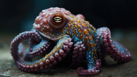 Colorful octopus on a dark background. Close-up.の素材
