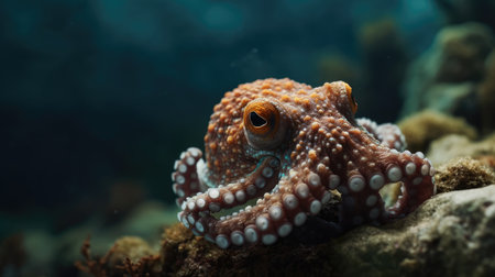 Octopus in the aquarium. Underwater world. Marine life.の素材