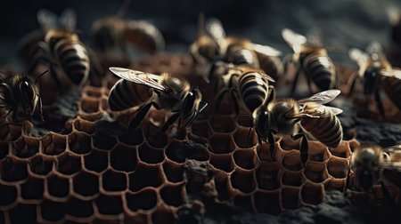 Illustration of bees seen up closeの素材