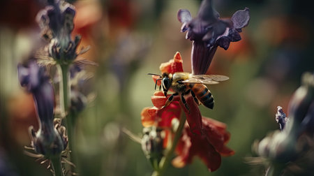 Illustration of bees seen up closeの素材