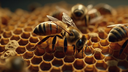 Illustration of bees seen up closeの素材
