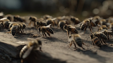 Illustration of bees seen up closeの素材