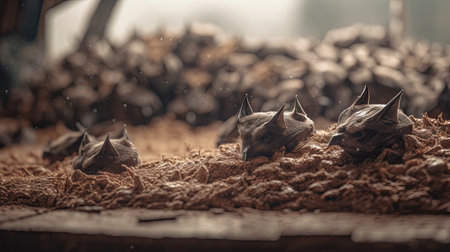 Illustration of a collection of bats at nightの素材
