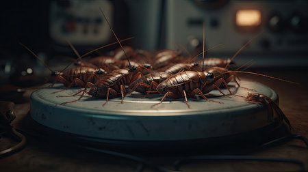 Illustration of cockroaches at close rangeの素材