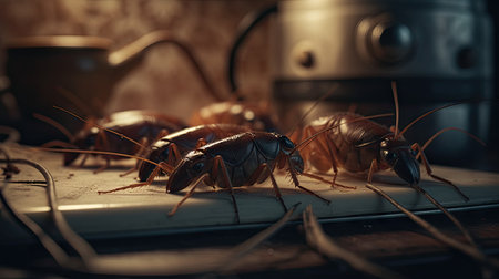 Illustration of cockroaches at close rangeの素材