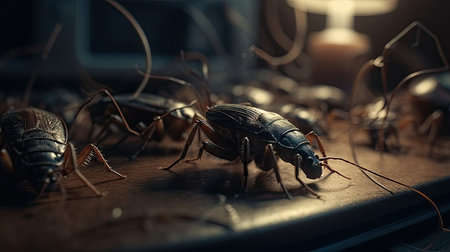 Illustration of cockroaches at close rangeの素材