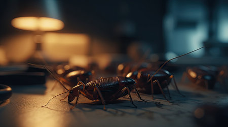 Illustration of cockroaches at close rangeの素材