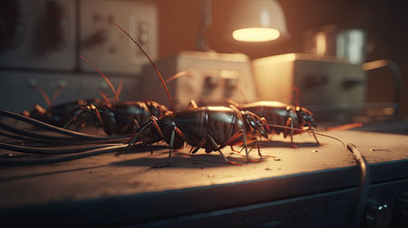 Illustration of cockroaches at close rangeの素材