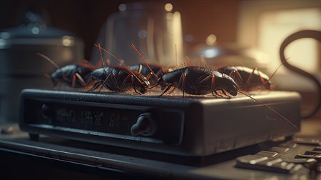 Illustration of cockroaches at close rangeの素材