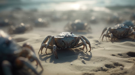 Illustration of crabs by the seaの素材