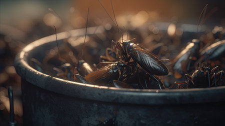 Illustration of cockroaches at close rangeの素材