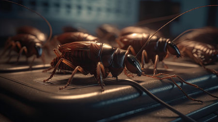 Illustration of cockroaches at close rangeの素材