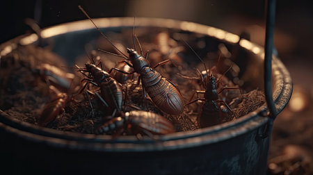 Illustration of cockroaches at close rangeの素材