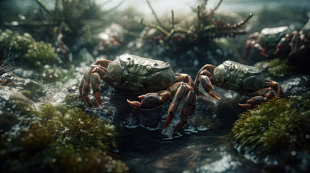 Illustration of crabs by the seaの素材