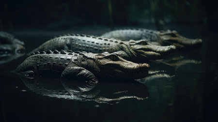 Crocodile in the water. Close-up image.の素材
