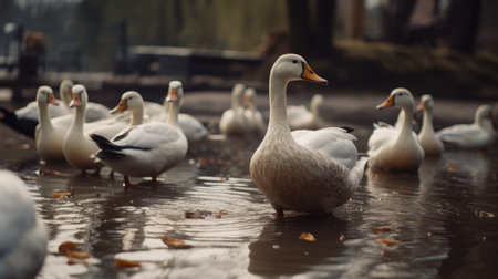 Ducks in the park on a sunny day. Selective focus.の素材