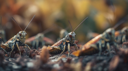 Grasshopper in the nature. Macro shot with shallow depth of field.の素材