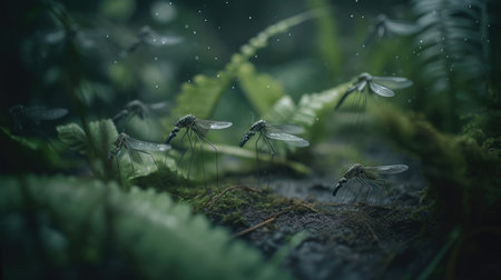 Dragonfly on the ground in the rain forest. Macro photography.の素材