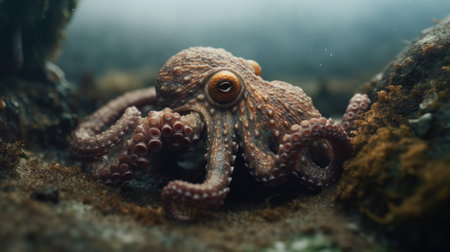Octopus in the sea. Close-up of octopus tentaclesの素材