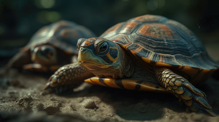 Turtle in the natural environment. Close-up of a turtle.の素材