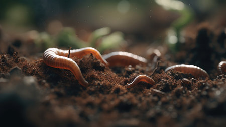 close up of millipede on soil. Millipede in nature.の素材