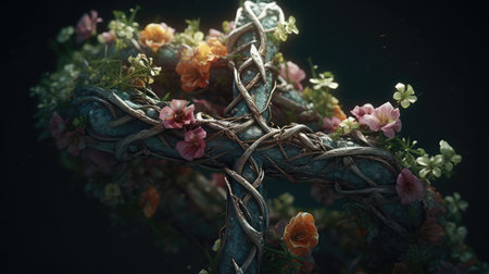 Easter Day illustration with a design commonly used for Easter, crossの素材