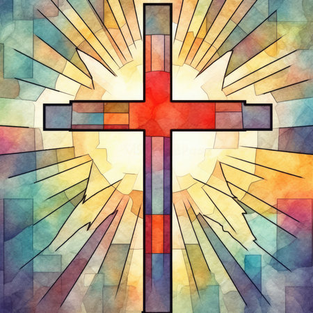 Easter Day illustration with a design commonly used for Easter, crossの素材