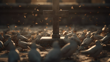 Easter Day illustration with a design commonly used for Easter, crossの素材