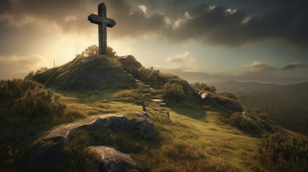 Easter Day illustration with a design commonly used for Easter, crossの素材