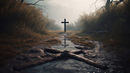 Easter Day illustration with a design commonly used for Easter, crossの素材