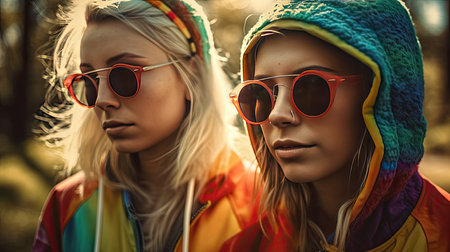 Realistic 3D illustration of a lesbian couple, 3D realisticの素材