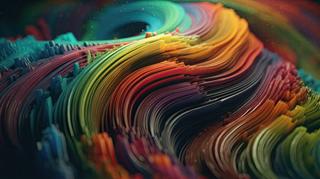 3d rendering, abstract background with fractal shapes in mixed colorsの素材