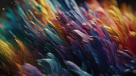 abstract background of colored feathers in the form of a wave.の素材