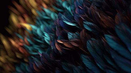 Colorful feathers background. 3d rendering, 3d illustration.の素材
