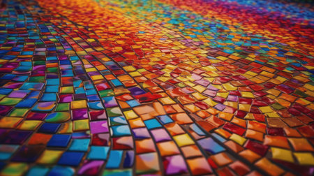 Colorful stained glass mosaic texture. Abstract background. Close up.の素材