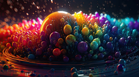 3D rendering of abstract technology digital hi tech concept with wave and particlesの素材