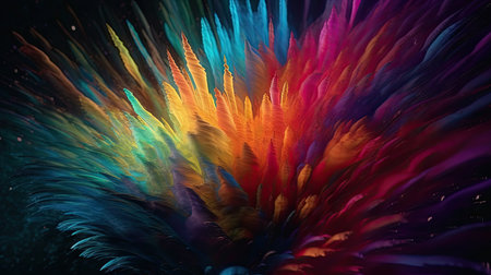 abstract background with colorful feathers, 3d rendering, computer digital imageの素材