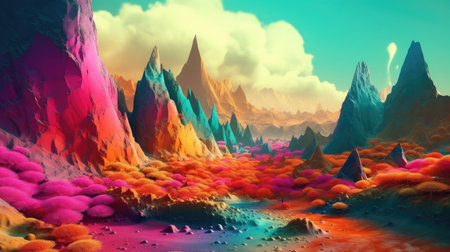 Fantasy alien planet. Mountain. 3D illustration. Computer generated image.の素材