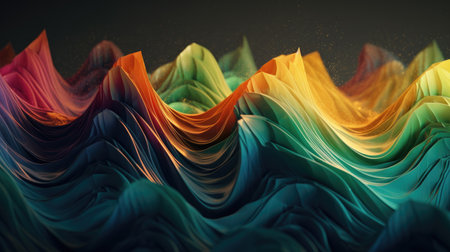 3d rendering, abstract wavy background, computer generated illustration.の素材