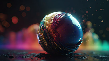abstract christmas ball with bokeh background, 3d renderの素材