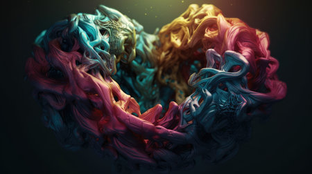 3d rendering of abstract fluid color pattern. Futuristic background.の素材