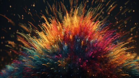 3d rendering, abstract colorful explosion of particles, computer generated imagesの素材