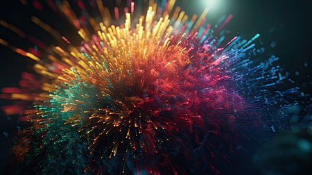 3d illustration of abstract fractal for creative design looks like fireworksの素材