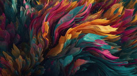 abstract background of multicolored acrylic paint in the form of wavesの素材