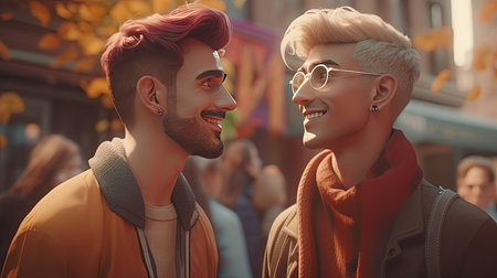 Illustration of a gay couple having fun, gayの素材