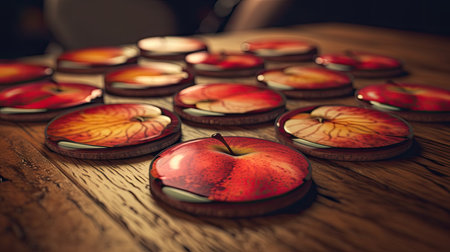 Illustration of various 3D apples with various designs, 3d realisticの素材