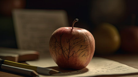 Illustration of various 3D apples with various designs, 3d realisticの素材