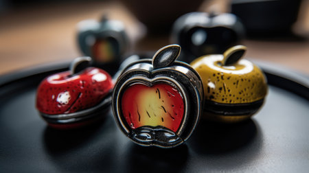 Illustration of various 3D apples with various designs, 3d realisticの素材